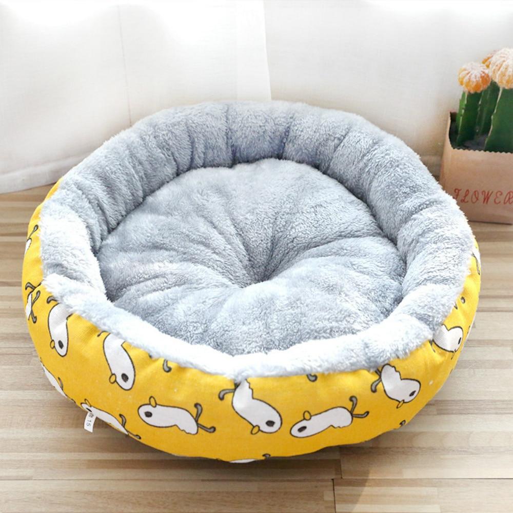 Round Shape Super Soft Pet Cushion Mat for Dogs & Cats - Yellow Color, Chicken Design