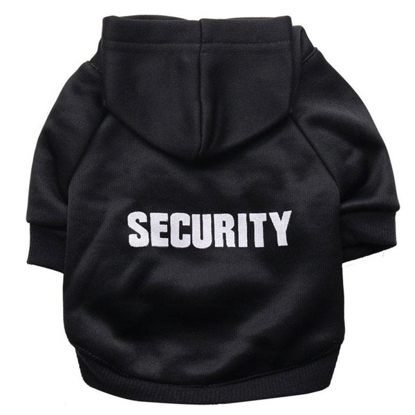 Security Design Pet Clothing Costume Hoodies for Cats Dogs - Black Color