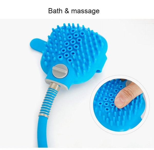 Pet Shower Sprayer Brush, Scrubber, Massager Showering Head, Hose, Connectors Set - Bath and Spa