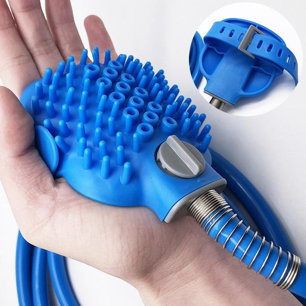 Pet Shower Sprayer Brush, Scrubber, Massager Showering Head, Hose, Connectors Set - Easy to use