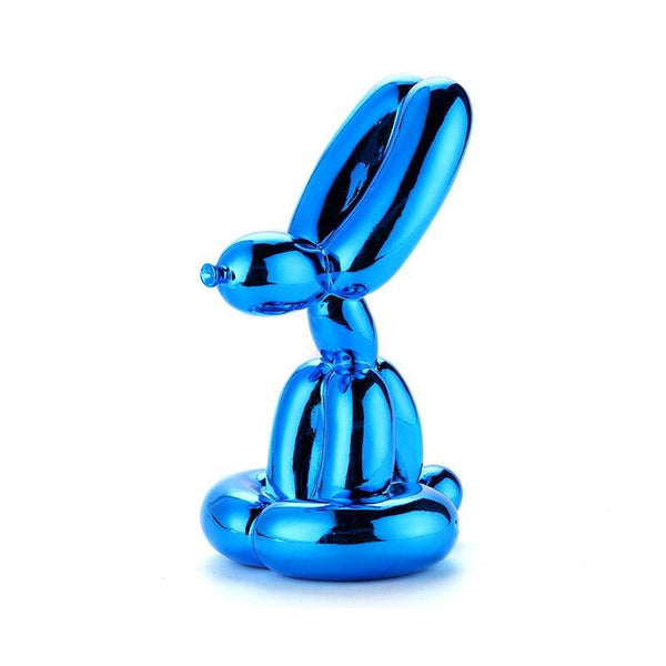 Sitting Balloon Poodle Dog Figurine - Blue Color