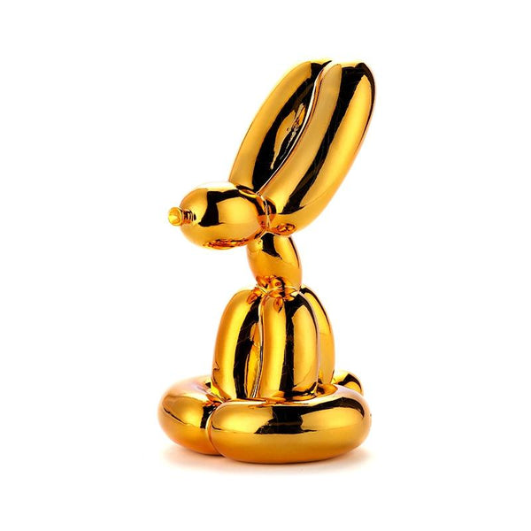Sitting Balloon Poodle Dog Figurine - Gold Color