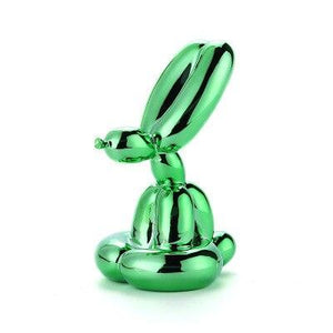 Sitting Balloon Poodle Dog Figurine - Green Color