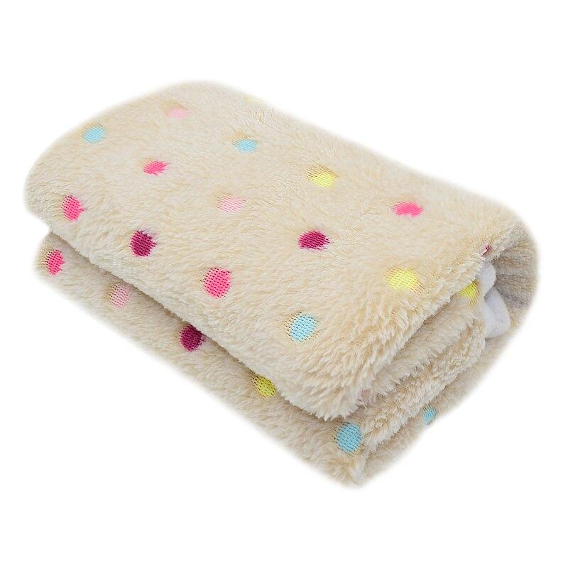 Dotted Pattern Cat Dog Bed Blanket Soft Fleece Cushion Warm Blankets - Beige Color