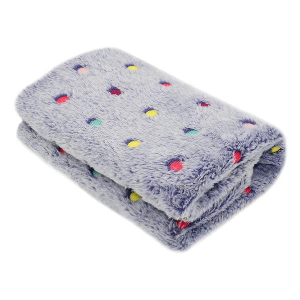 Dotted Pattern Cat Dog Bed Blanket Soft Fleece Cushion Warm Blankets - Gray Color
