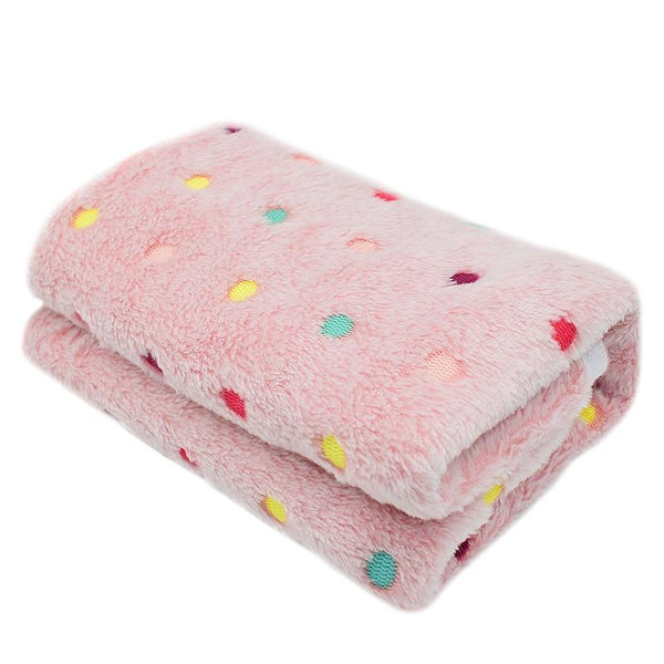 Dotted Pattern Cat Dog Bed Blanket Soft Fleece Cushion Warm Blankets - Pink Color
