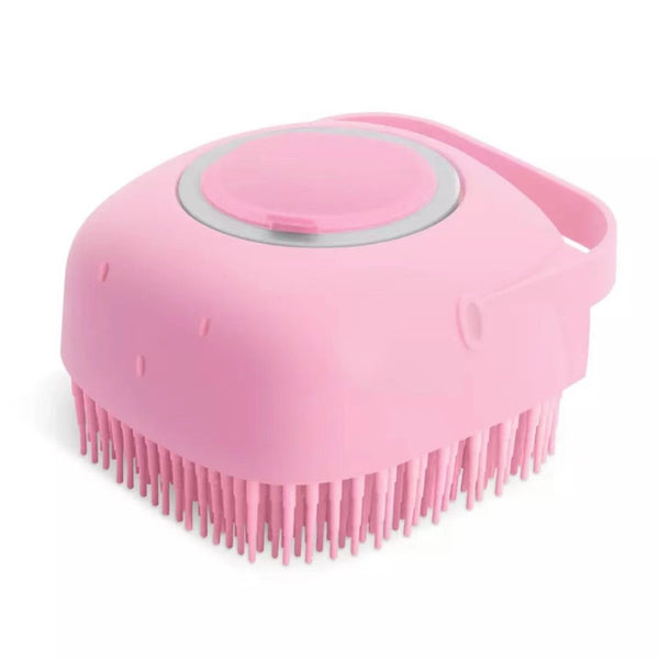 Pet SPA Massage Comb Soft Silicone Shower Brush and Soap Dispenser - Pink Color