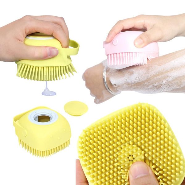 Pet SPA Massage Comb Soft Silicone Shower Brush and Soap Dispenser