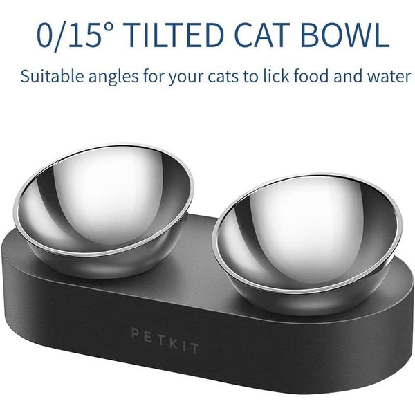 Stainless Steel Double Bowl 15 Degree Adjustable Pet Food and Water Bowl - Adjustable