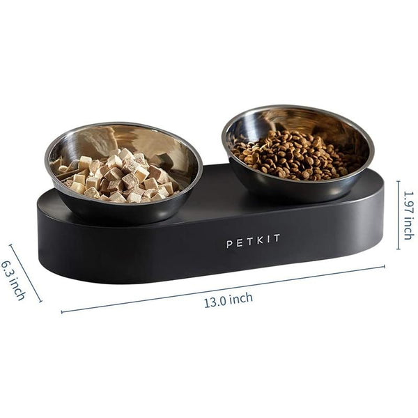 Stainless Steel Double Bowl 15 Degree Adjustable Pet Food and Water Bowl - Size