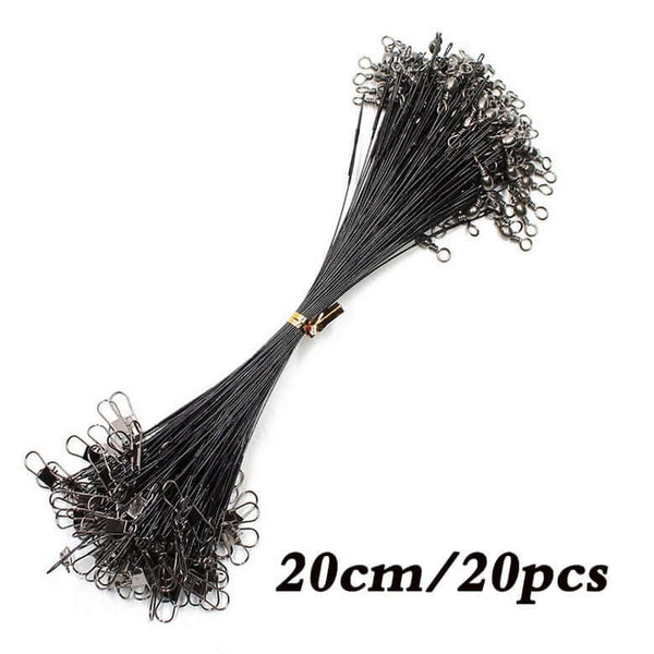 20 Piece Steel Wire Leader with Swivel Anti-bite Fishing Line 15-50cm