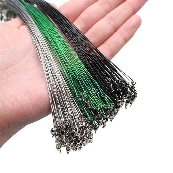 20 Piece Steel Wire Leader with Swivel Anti-bite Fishing Line 15-50cm