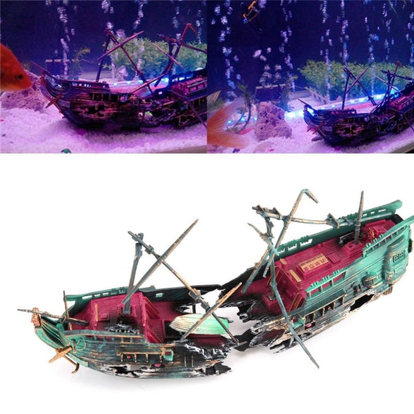 Sunken Shipwreck Aquarium Decoration Fish Tank Ornament