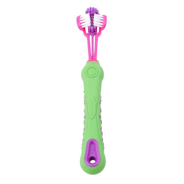 Three Sided Toothbrush, Teeth Care for Pets - Green Color
