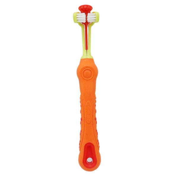 Three Sided Toothbrush, Teeth Care for Pets - Orange Color