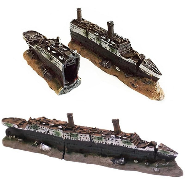 Titanic Shipwreck Resin Model Aquarium Fish Tank Decoration Ornament Sunken Ship