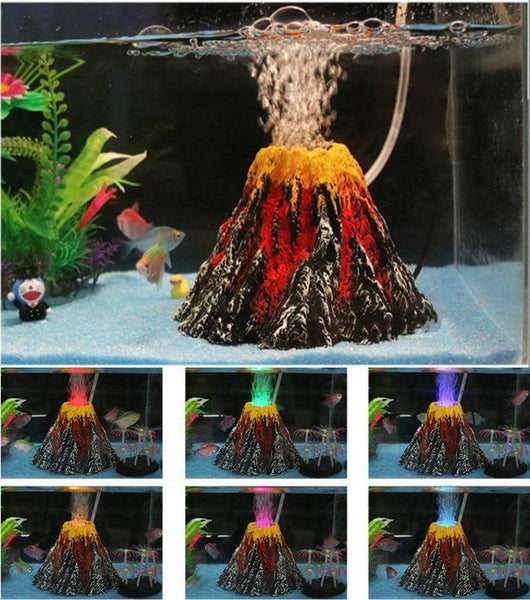 Aquarium Volcano Statue Decoration Fish Tank Ornament