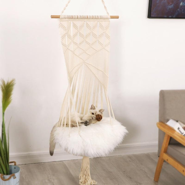 Hand-Woven Hanging Basket Swing for Cats