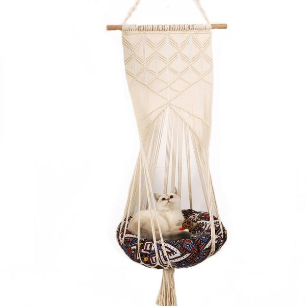 Hand-Woven Hanging Basket Swing for Cats