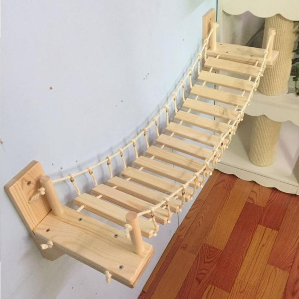 Wall Mounted Cat Bridge Wooden Climbing Frame Pet Furniture