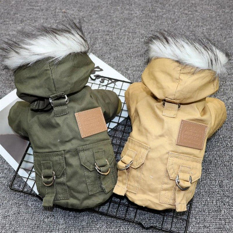 Warm Winter Jacket for Cats and Dogs Hooded One Piece Clothes