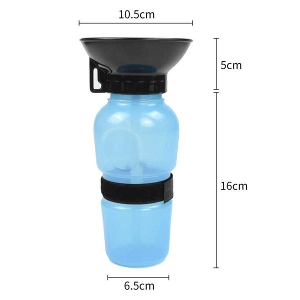 500ml Drinking Bottle with Bowl for Dogs - Dimensions