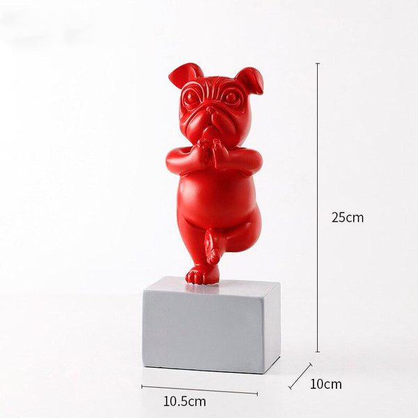 Yoga Pose French Bulldog Statue - Red Color